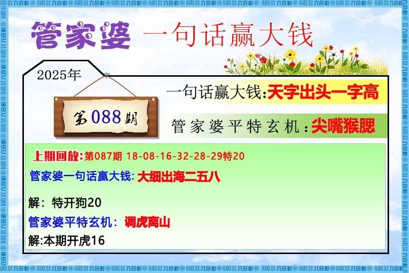 管家婆一句赢大钱